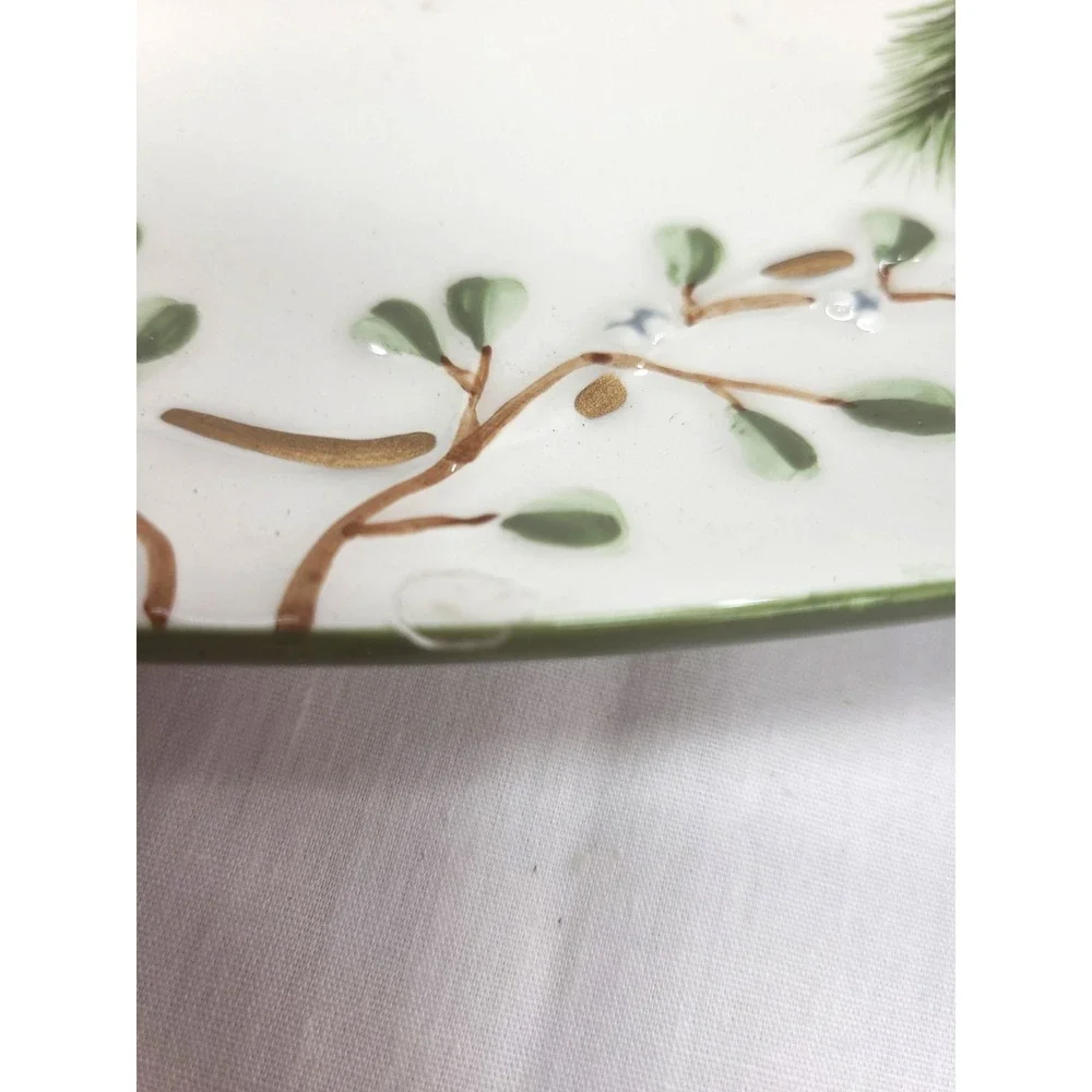 Yankee Candle Mistletoe Candle Jar Shade Holder w Plate Ceramic Holiday **READ**